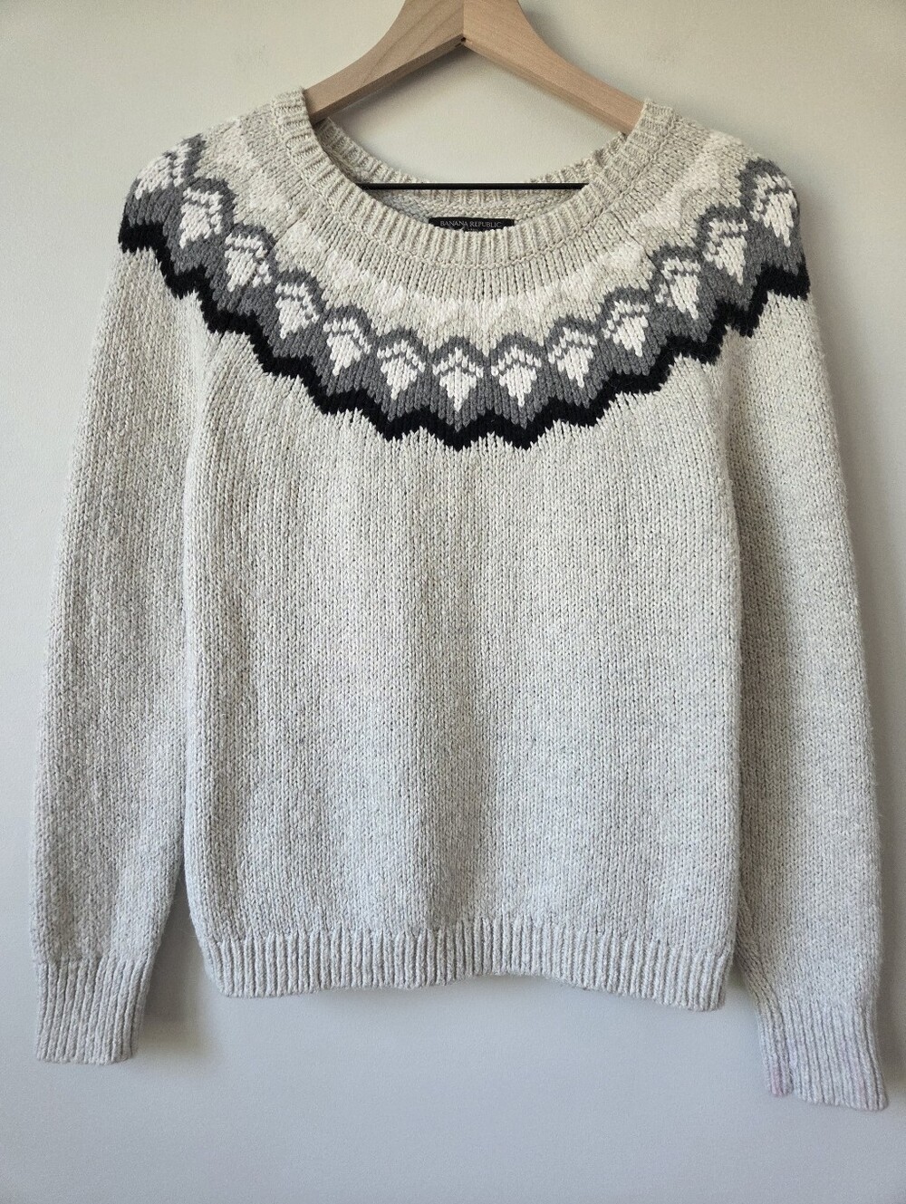 Banana Republic Chunky Knit Fair Isle Pullover Sweater Womens Size Small